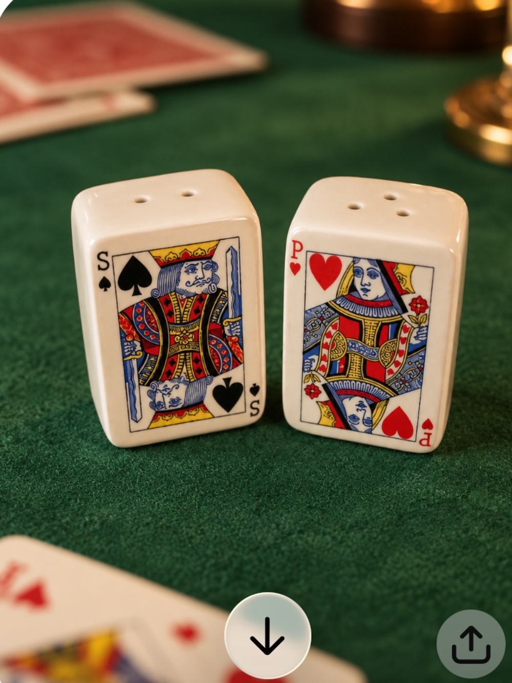 Mimi Playing Card Jack & Queen Salt and Pepper Shakers - White